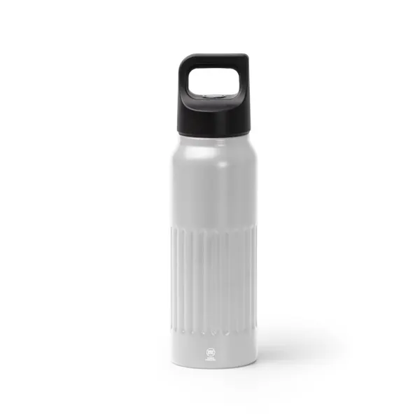 Bidón térmico de acero reciclado Moroni 500 ml biselado en blanco de acero inoxidable 304 reciclado, vista frontal