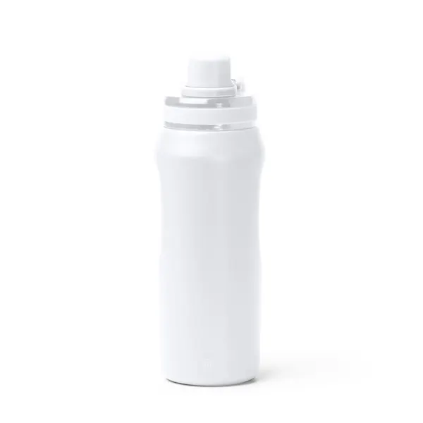 Bidón térmico de acero reciclado Gerald 600 ml tapa tritán en blanco de acero inoxidable 304 reciclado, vista frontal