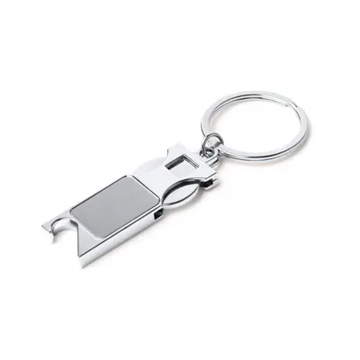 Llavero metálico abridor con moneda para carro personalizable