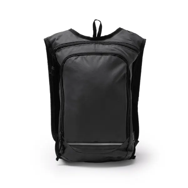 Mochila de RPET Fischer 600D con salida para manguera en negro de RPET 600D, vista frontal