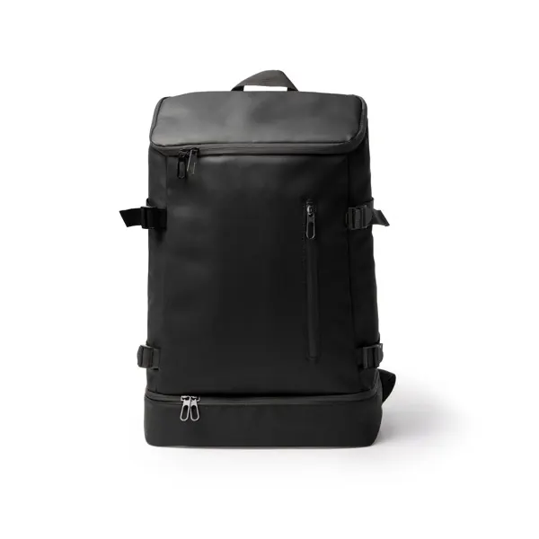 Mochila nevera de polipiel Frilux doble compartimento en negro de PU leather, vista frontal