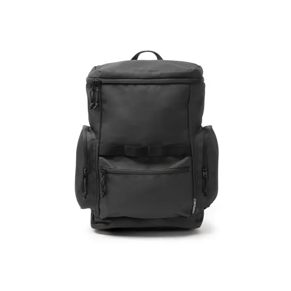 Mochila de RPET Cameron 600D con puntos de anclaje en negro de RPET 600D, vista frontal