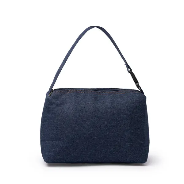 Nevera de denim reciclado Pepux con asa de hebilla en vaquero de denim reciclado, vista frontal