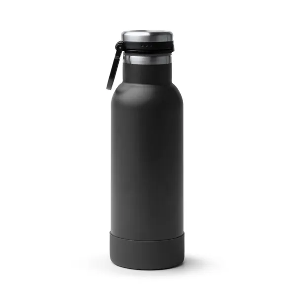Bidón de acero reciclado Meblat doble pared 480 ml en negro de acero inoxidable 304 reciclado, vista frontal