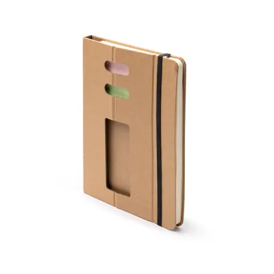 Libreta A5 cartón reciclado con notas adhesivas personalizable