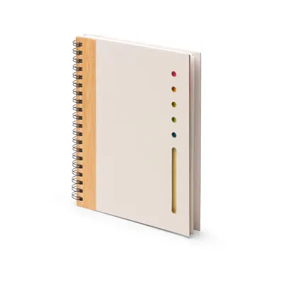 Libreta A5 cartón de briks con detalle de bambú personalizable