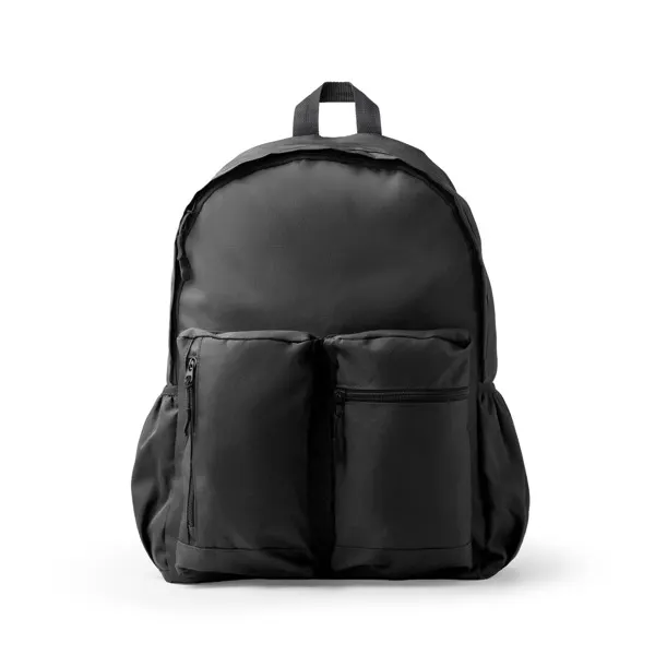 Mochila portátil Adix 17 pulgadas RPET 600D en negro de poliéster reciclado RPET 600D, vista frontal