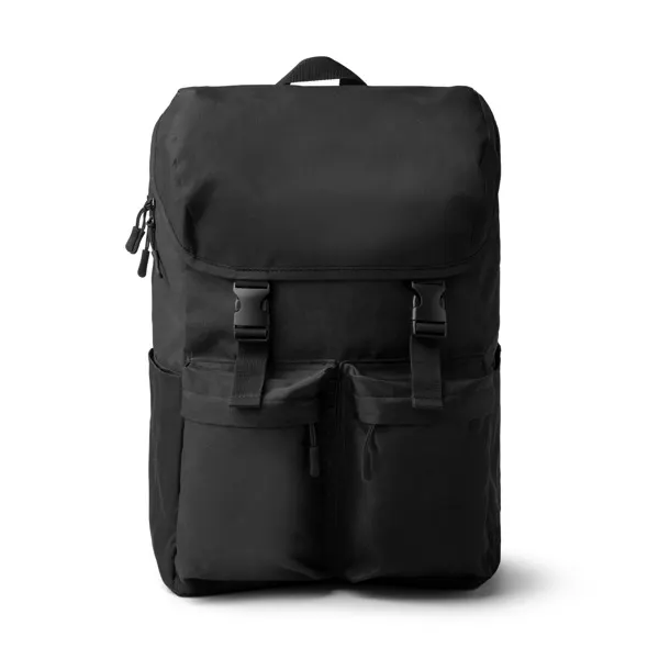 Mochila portátil Nipons 15 pulgadas RPET 600D con solapa en negro de poliéster reciclado RPET 600D, vista frontal
