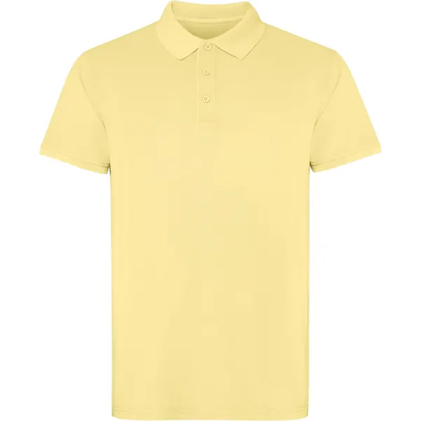 Polo de algodón piqué Cobain 200 g unisex en amarillo sweet lavado de 100% algodón, 200 g/m², vista frontal