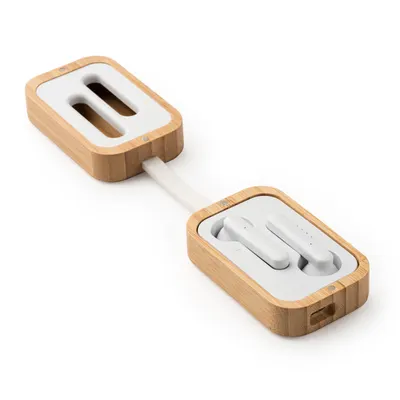 Auriculares inalámbricos Blues con estuche de bambú personalizable