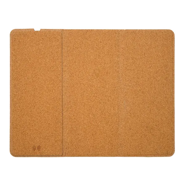 Alfombrilla de ratón corcho carga inalámbrica Alax 5 W en crudo de corcho natural, vista frontal