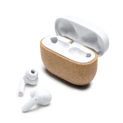 Auriculares inalámbricos de ABS reciclado y corcho Folk personalizable