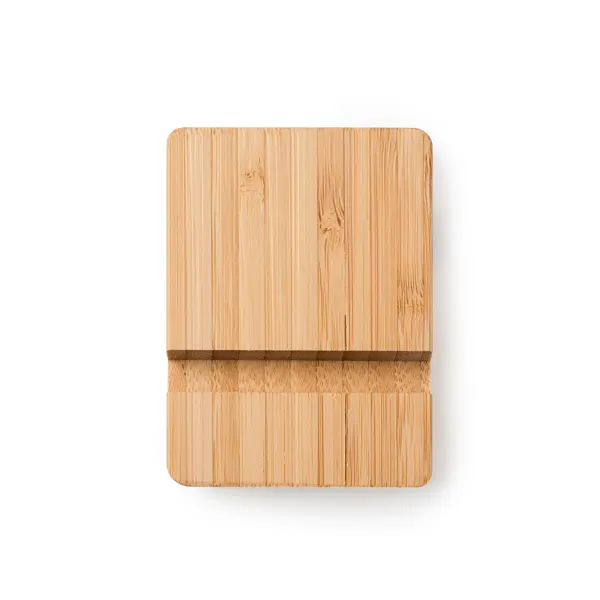 Soporte de bambú Antix para móvil y tablet en crudo de bambú, vista frontal