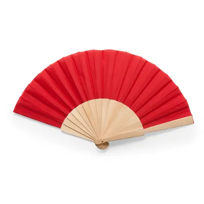 Abanico madera y tela de poliéster personalizable