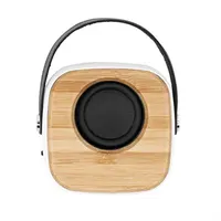 Altavoz Bluetooth de ABS y bambú Alesso con asa de ABS, bambú y polipiel, vista lateral