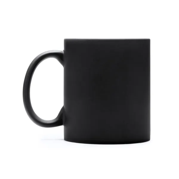 Taza de cerámica Walax promocional láser 350 ml en negro de cerámica, vista frontal