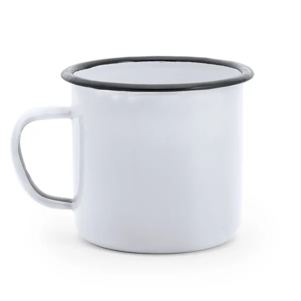 Taza metálica lacada estilo retro Anon 360 ml en blanco/blanco de metálica, vista frontal