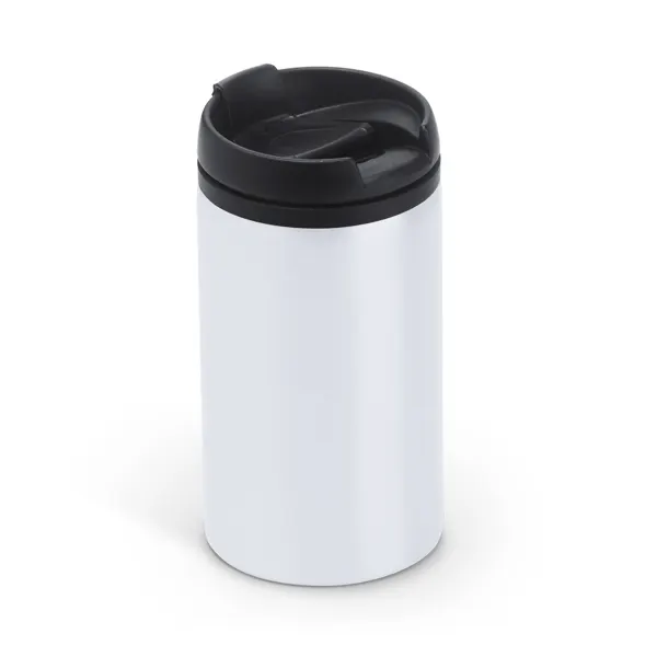 Vaso de acero inoxidable Milu con tapa PP 290 ml en blanco de acero inoxidable, vista frontal