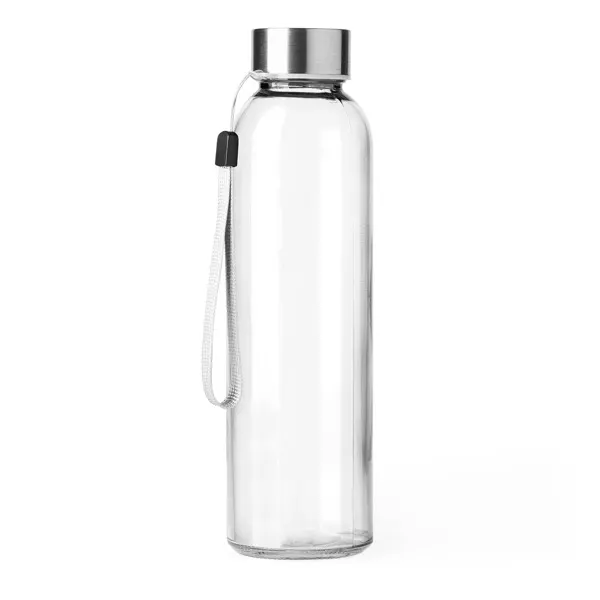 Botella de cristal Alfe 500 ml tapa de acero y cinta en transparente de cristal, plástico y acero inoxidable, vista frontal