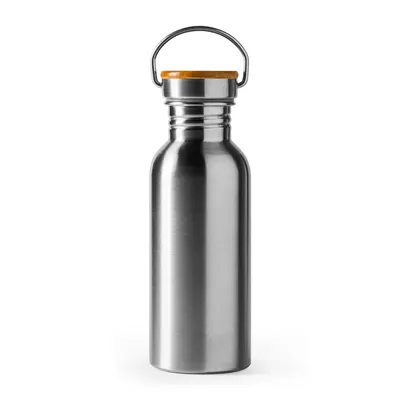 Bidón acero 304 650 ml tapón de bambú personalizable