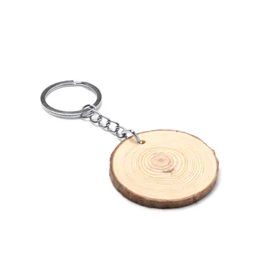 Llavero de madera natural Budan circular u ovalado personalizable