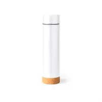 Termo de acero Tayox doble pared con infusor 460 ml de acero inoxidable y corcho, vista lateral