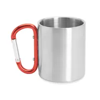 Taza de acero Guaya doble pared con mosquetón 230 ml de acero inoxidable, vista frontal