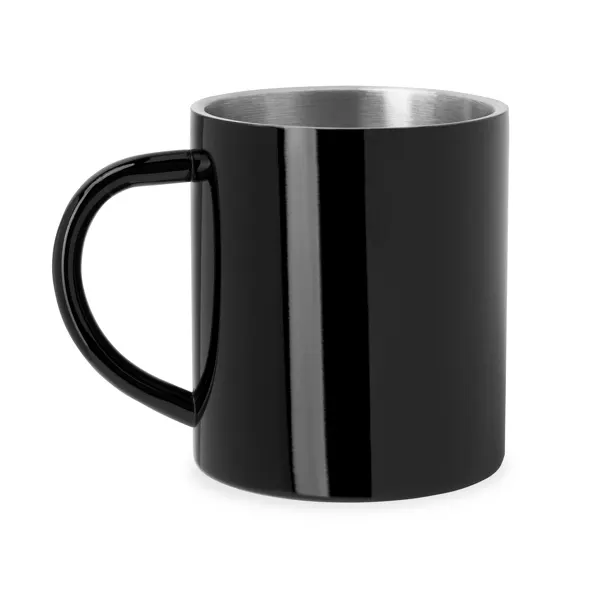 Taza de acero Kiwan doble pared 290 ml en negro de acero inoxidable, vista frontal
