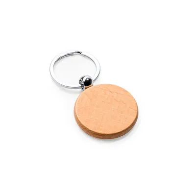 Llavero de madera natural Sila con anilla rectangular personalizable