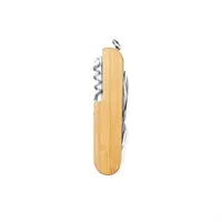 Navaja multiusos de bambú Bintal con 9 funciones de madera, vista lateral