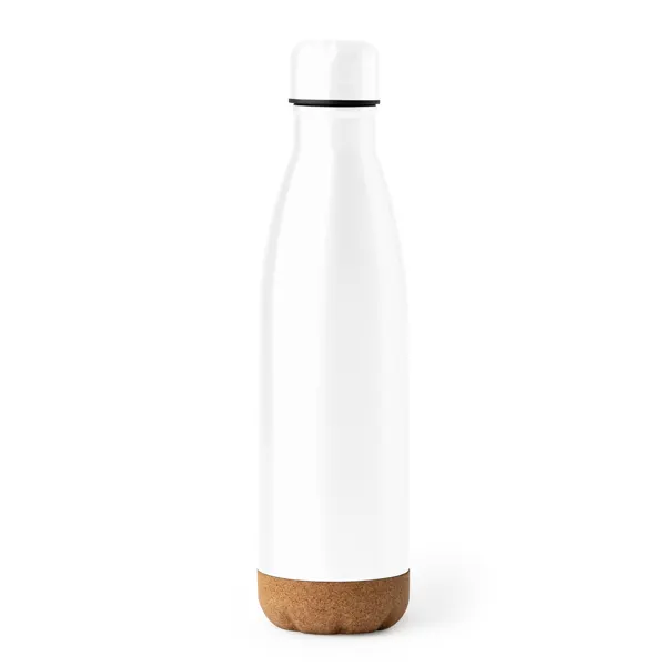 Bidón térmico de acero Kale 520 ml base de corcho en blanco de acero inoxidable, vista frontal
