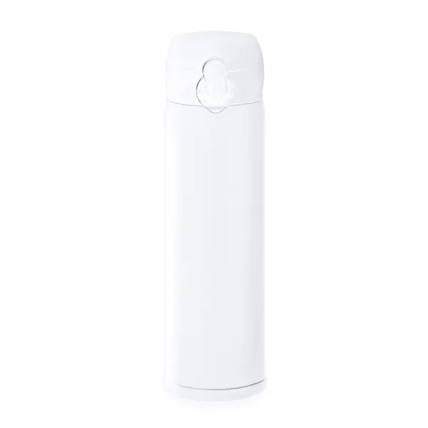 Termo de acero 304 Palmer 450 ml botón de apertura en blanco de acero inoxidable 304, vista frontal