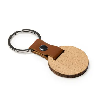 Llavero de madera natural Marbel con polipiel personalizable