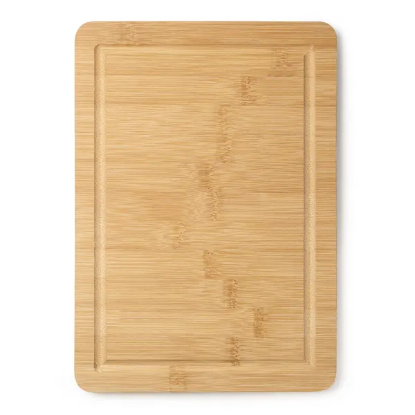 Tabla de cortar rectangular de bambú Angus en crudo de bambú natural, vista frontal