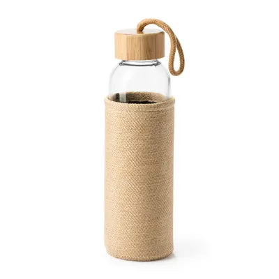 Botella de cristal Sibu 500 ml con funda de yute simulado