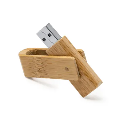Memoria USB Percy 16 GB bambú clip giratorio personalizable