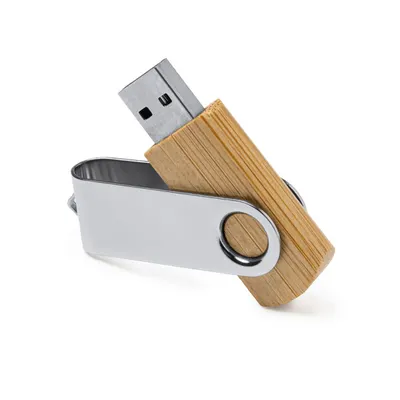 Memoria USB Uldon 16 GB bambú clip metálico personalizable