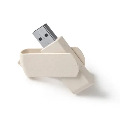 Memoria USB Kinox 16 GB fibra de trigo clip giratorio personalizable