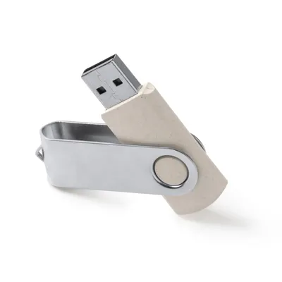 Memoria USB Venak 16 GB fibra de trigo clip metálico personalizable