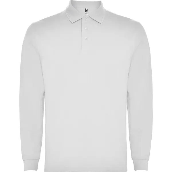 Polo manga larga de piqué poliéster algodón Carpe 220 g en blanco de 65% poliéster / 35% algodón, punto pique, 220, vista frontal