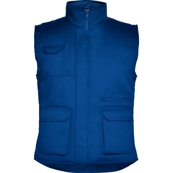 Chaleco de trabajo acolchado multibolsillos Almanzor 200 g en royal de exterior: 80% poliéster / 20% algodón, 200, vista frontal