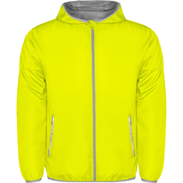 Cortavientos Angelo con capucha plegable 60 g en amarillo fluor de 100% poliéster, 60 g/m², vista frontal