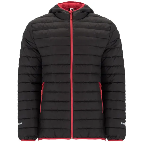 Parka acolchada deportiva Norway Sport con capucha 290 g en negro/rojo de exterior: 100% poliéster, 300T, vista frontal