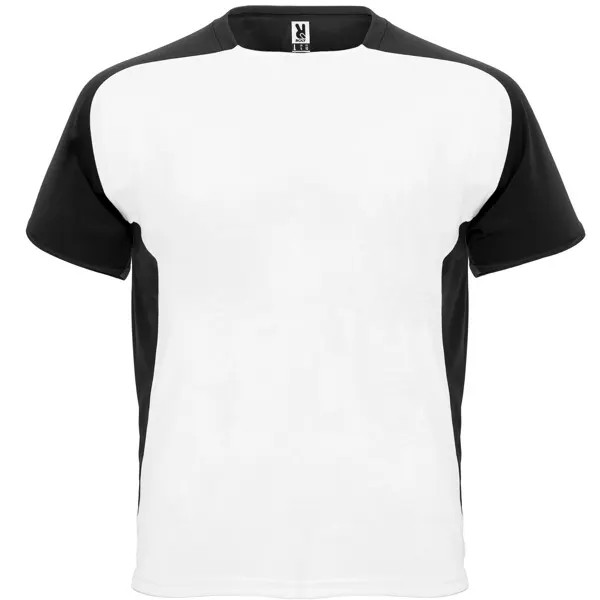 Camiseta técnica ranglán interlock Bugatti 140 g en blanco/negro de 100% poliéster interlock, 140 g/m², vista frontal