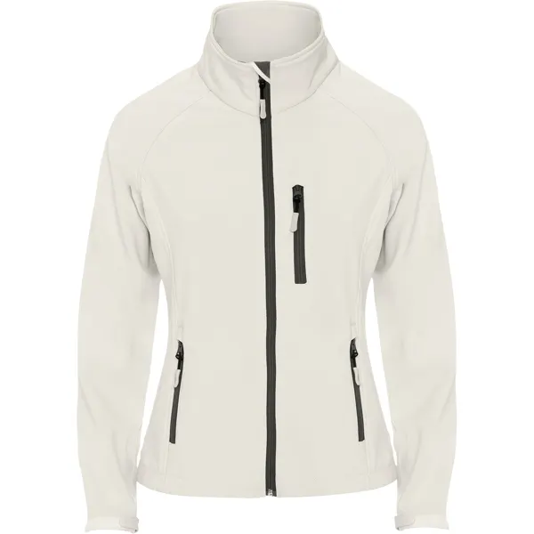 Softshell Antartida 2 capas a contraste 300 g mujer en blanco perla de dos capas, vista frontal