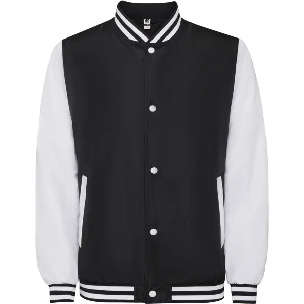 Chaqueta acolchada bicolor California 220 g unisex en negro/blanco de exterior: 100% poliéster, 300T, vista frontal