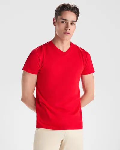 Camiseta cuello pico de algodón Samoyedo 155 g personalizable
