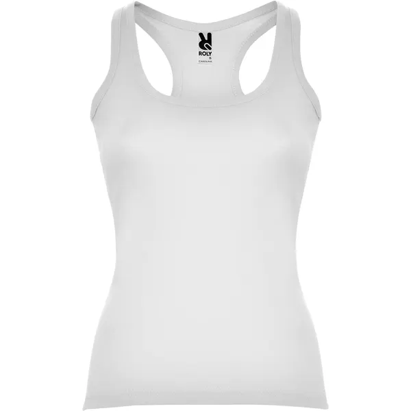 Camiseta tirantes canalé de algodón Carolina 220 g en blanco de 100% algodón, canalé 1x1, 220 g/m², vista frontal