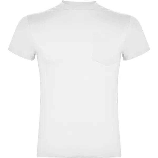 Camiseta de algodón Teckel 160 g con bolsillo en pecho en blanco de 100% algodón, punto liso, 160 g/m², vista frontal
