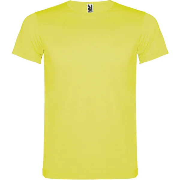 Camiseta de poliéster Akita 155 g tacto algodón en amarillo fluor de 100% poliéster, tacto algodón, 155 g/m², vista frontal